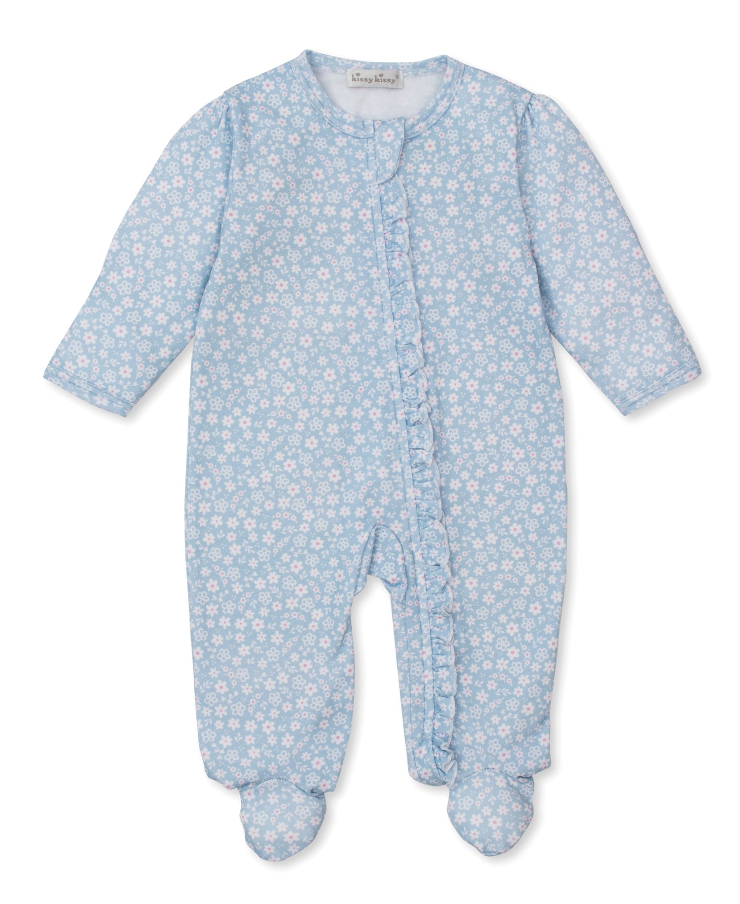 Kissy Kissy - Zipper Footie - Fall Bloom - Blue - Findlay Rowe Designs