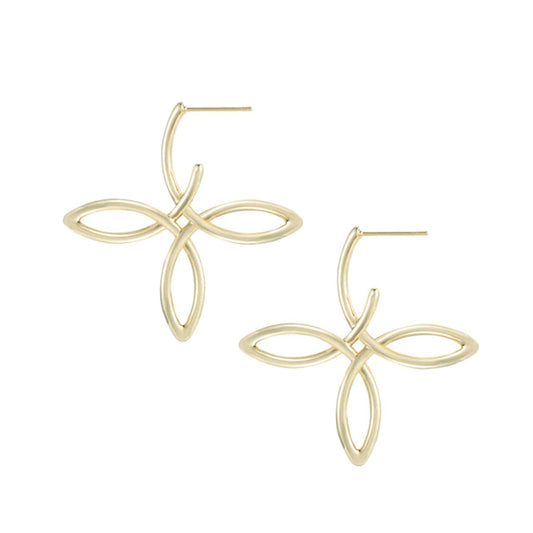 Natalie Wood - She's Classic Cross Hoop Earrings in Gold - Findlay Rowe Designs