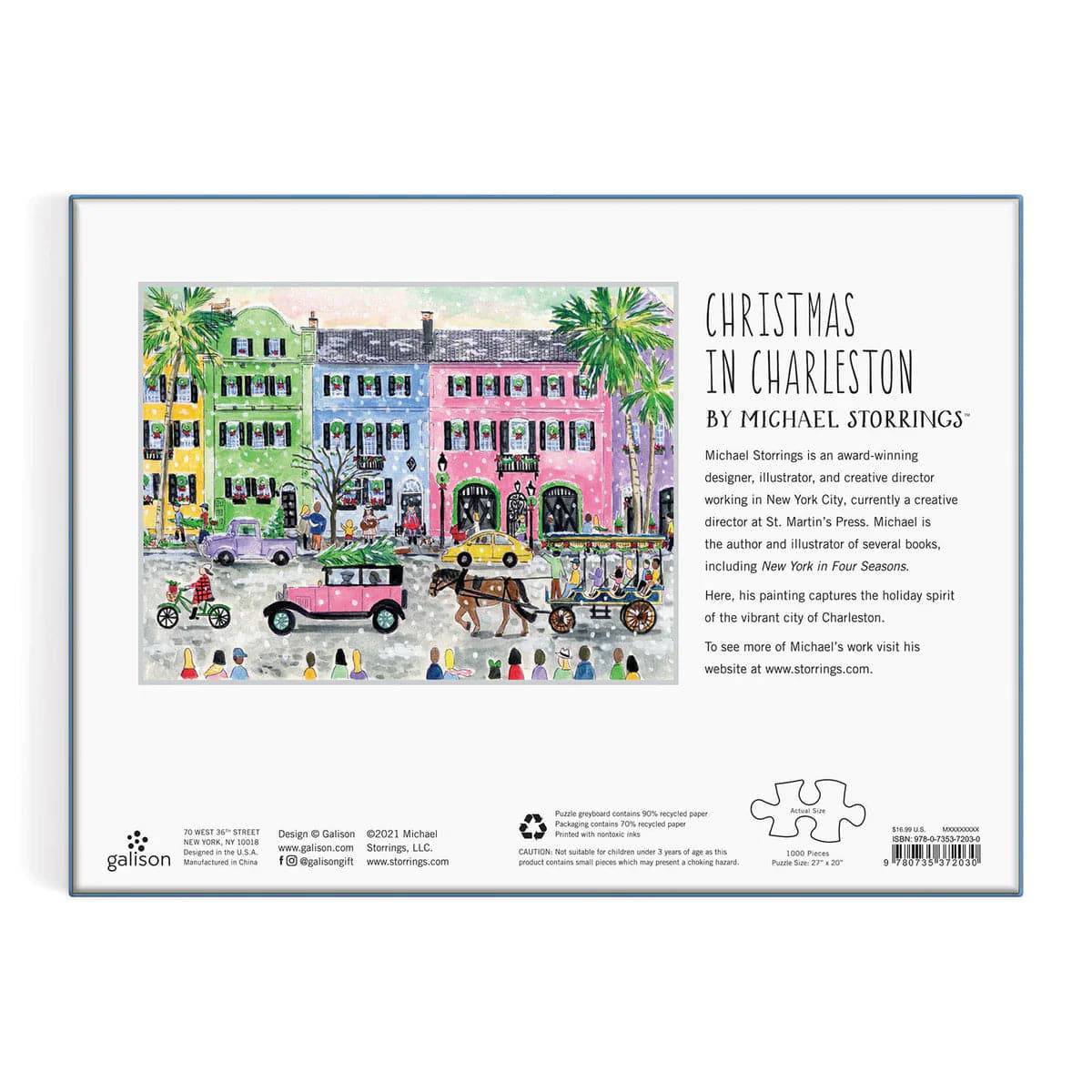 Michael Storrings - Christmas in Charleston 1000 Piece Puzzle - Findlay Rowe Designs