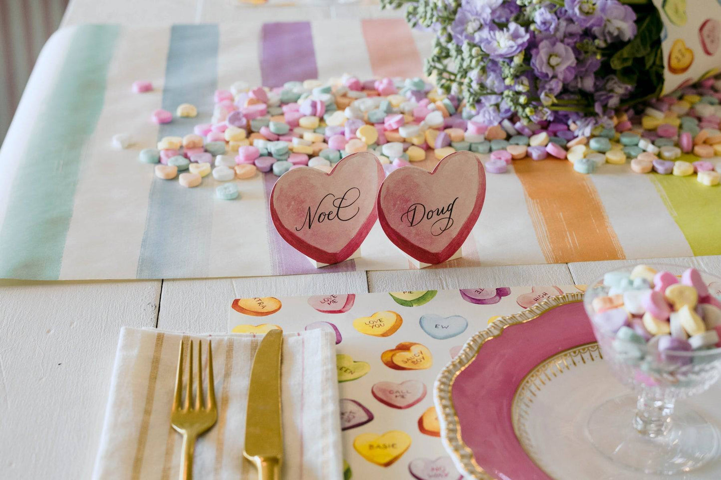 Hester & Cook - Table Runner - Sorbet Painted Stripe - Findlay Rowe Designs
