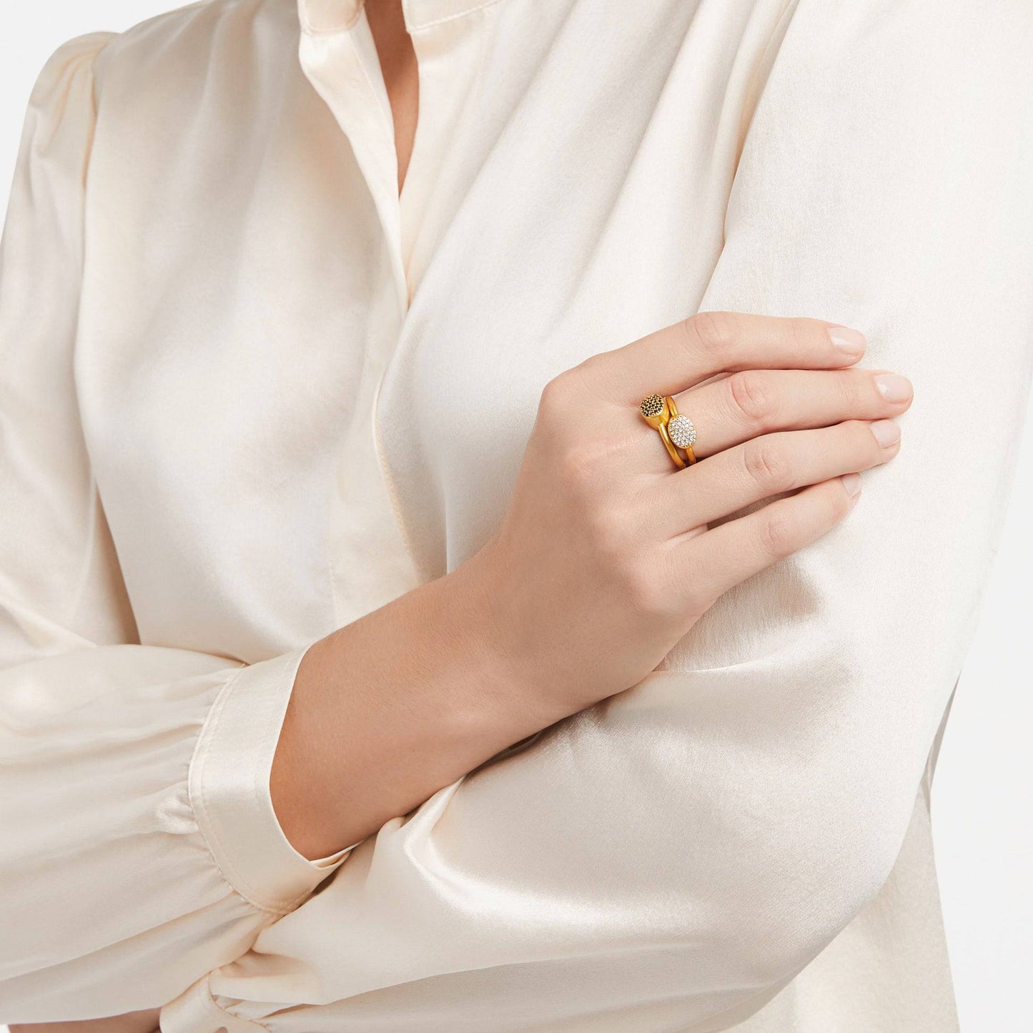 JULIE VOS - Jewel Stack Ring in Pavé Obsidian Black - Findlay Rowe Designs