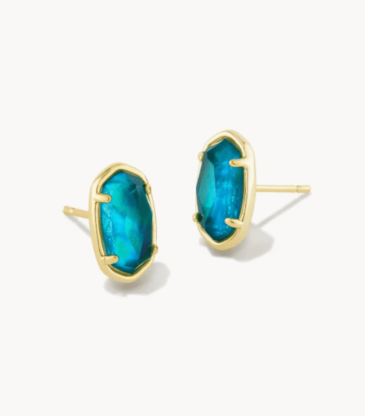 Kendra Scott - Grayson Gold Stone Stud Earrings -  Teal Abalone - Findlay Rowe Designs