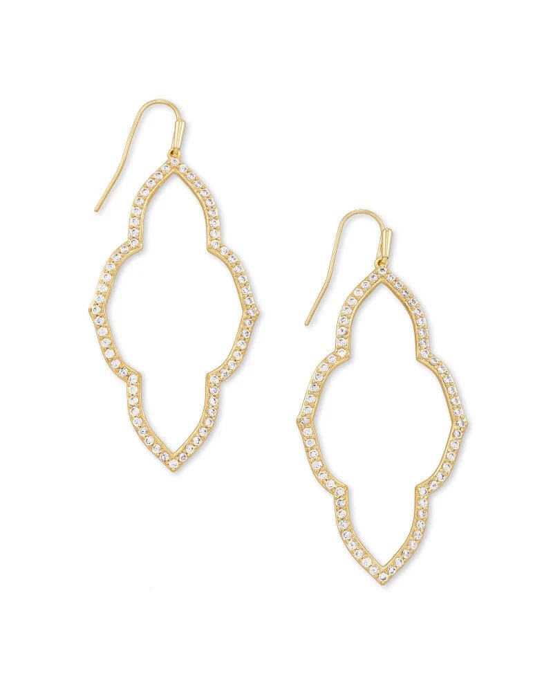 KENDRA SCOTT- ABBIE GOLD OPEN FRAME EARRINGS IN WHITE CRYSTAL - Findlay Rowe Designs