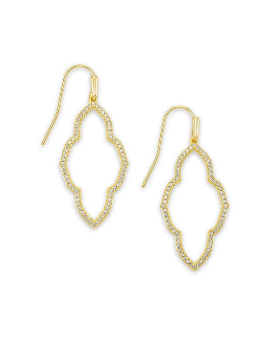 Kendra Scott - Abbie Gold Small Open Frame Earrings in White Crystal - Findlay Rowe Designs