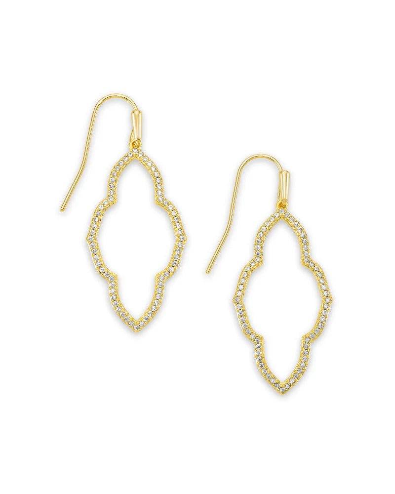 Kendra Scott - Abbie Gold Small Open Frame Earrings in White Crystal - Findlay Rowe Designs