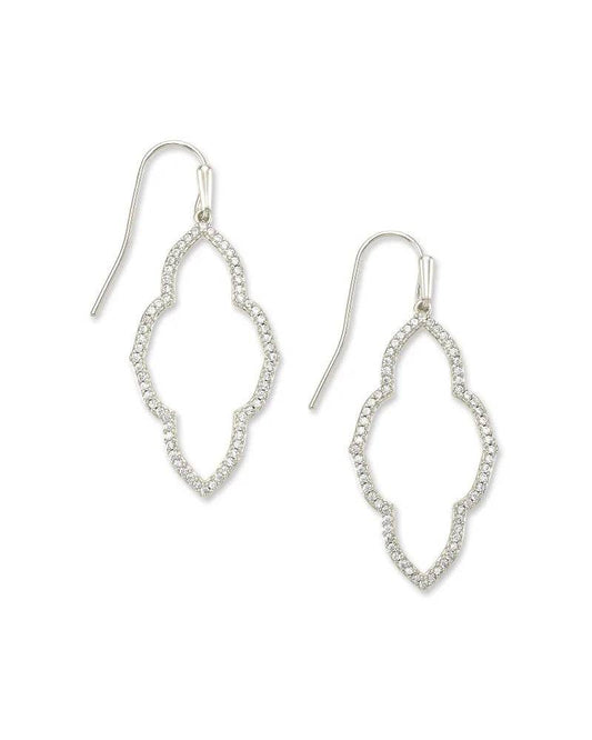 Kendra Scott - Abbie Silver Small Open Frame Earrings in White Crystal - Findlay Rowe Designs