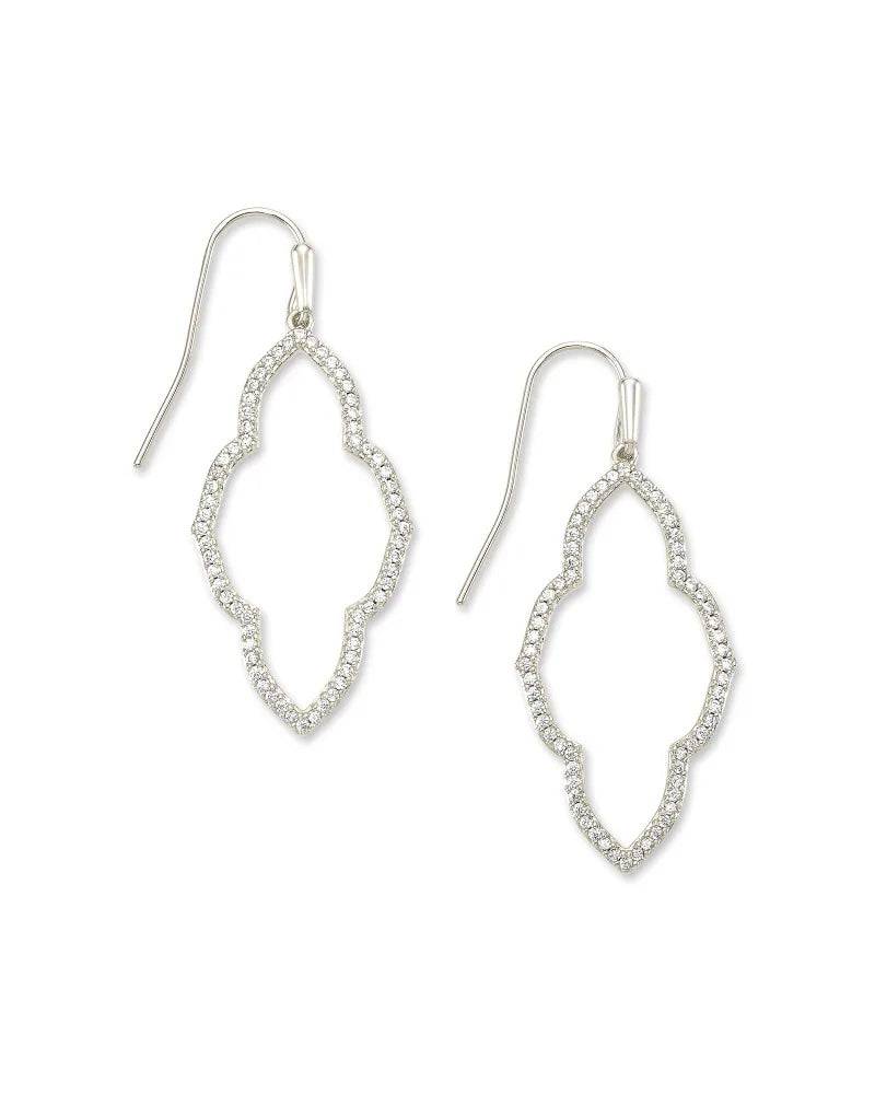 Kendra Scott - Abbie Silver Small Open Frame Earrings in White Crystal - Findlay Rowe Designs