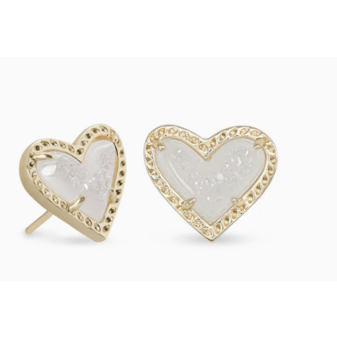 Kendra Scott - Ari Heart Gold Stud Earrings - Iridescent Drusy - Findlay Rowe Designs