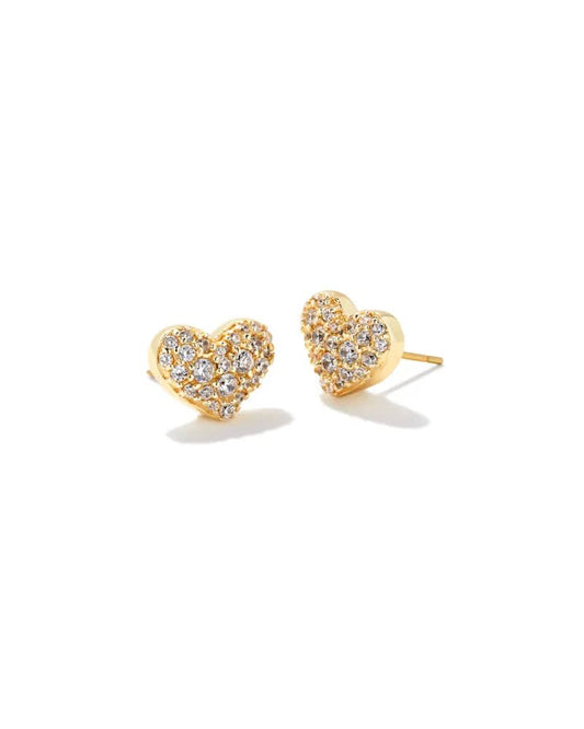 Kendra Scott - Ari Gold Pave Crystal Heart Earrings - White Crystal - Findlay Rowe Designs