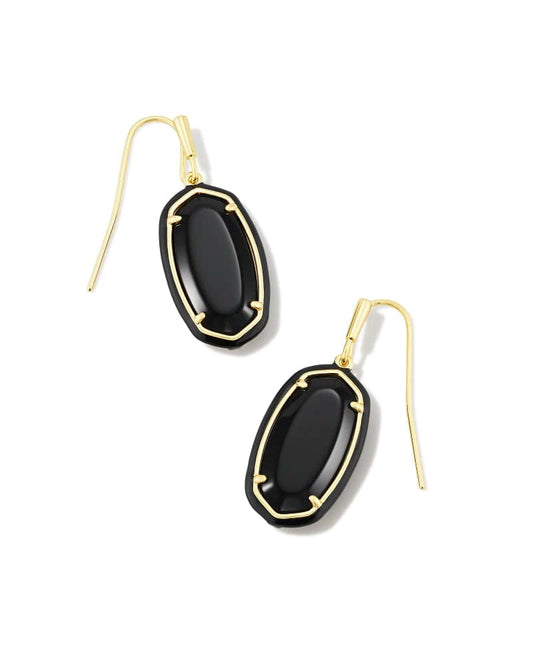 Kendra Scott - Earrings - Dani Gold Enamel Framed Drop - Black Agate - Findlay Rowe Designs