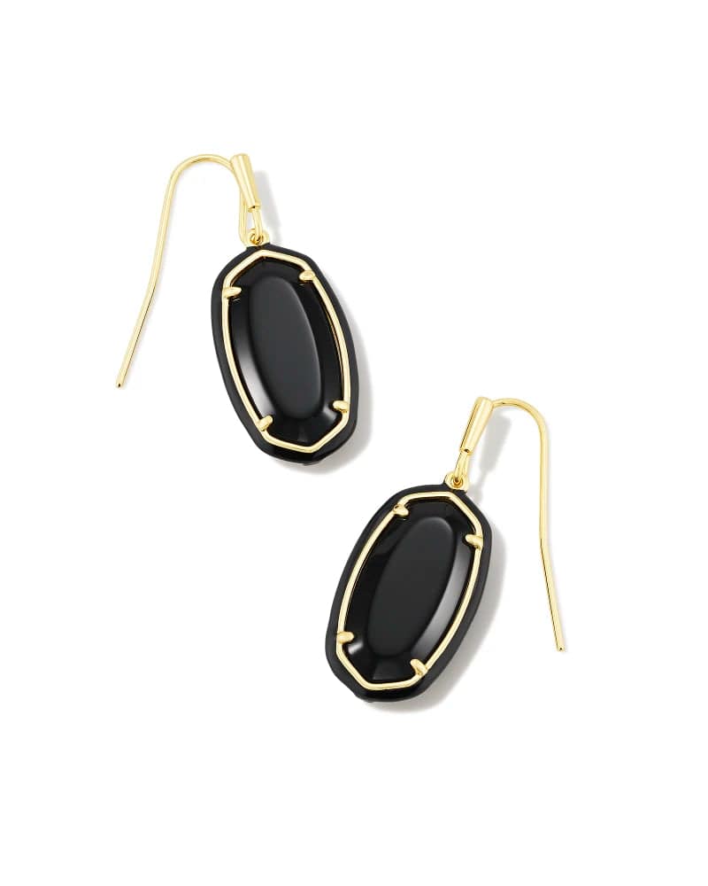 Kendra Scott - Earrings - Dani Gold Enamel Framed Drop - Black Agate - Findlay Rowe Designs