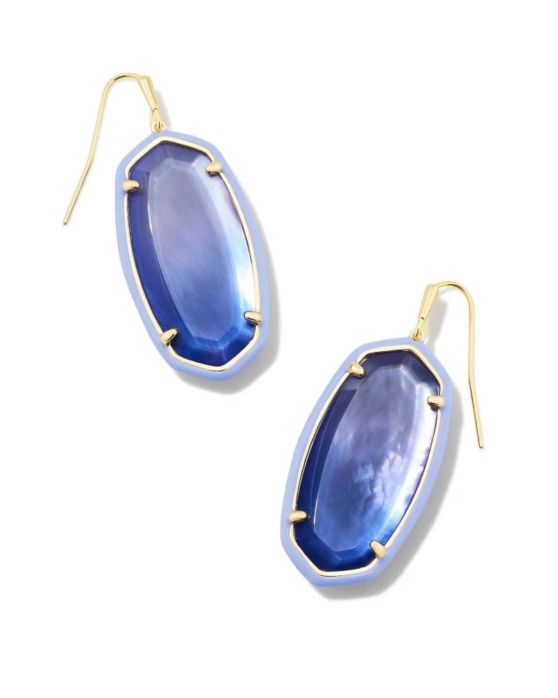 Kendra Scott - Elle Gold Enamel Framed Drop Earrings - Dark Lavender Ombre Illusion - Findlay Rowe Designs