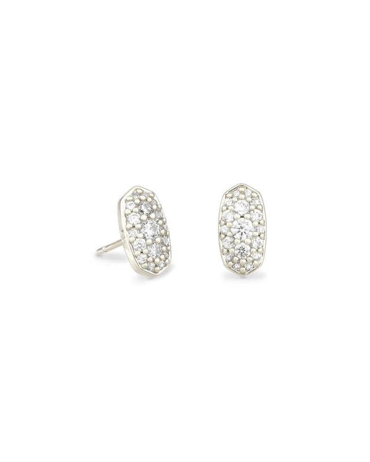 Kendra Scott - Grayson Silver Stud Earrings - White Crystal - Findlay Rowe Designs