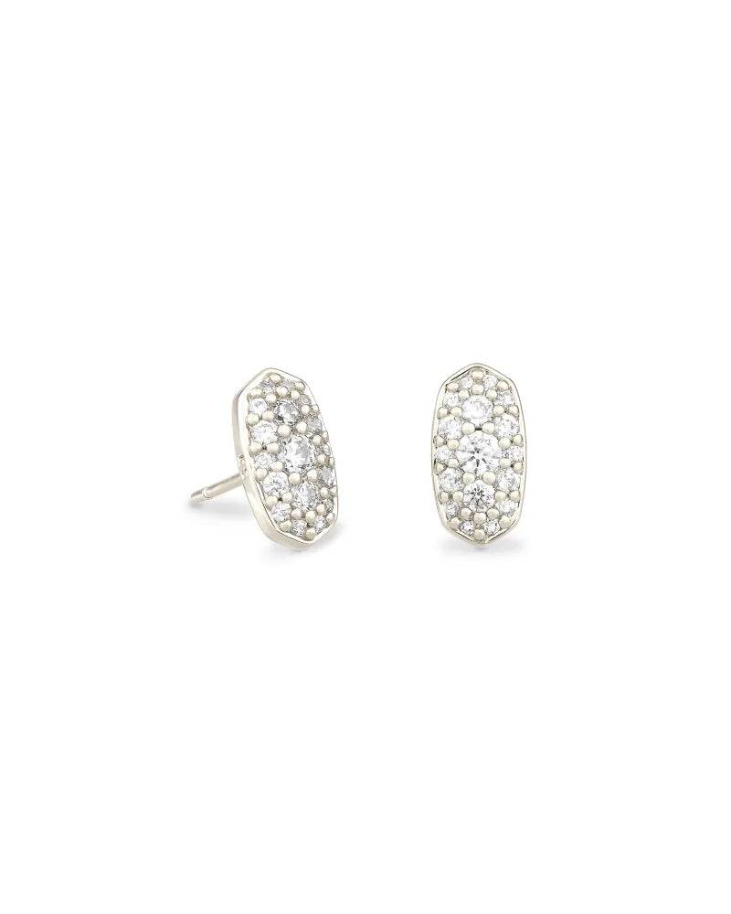 Kendra Scott - Grayson Silver Stud Earrings - White Crystal - Findlay Rowe Designs