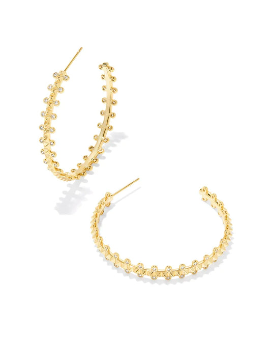 Kendra Scott- Jada Gold Hoop Earrings in White Crystal - Findlay Rowe Designs