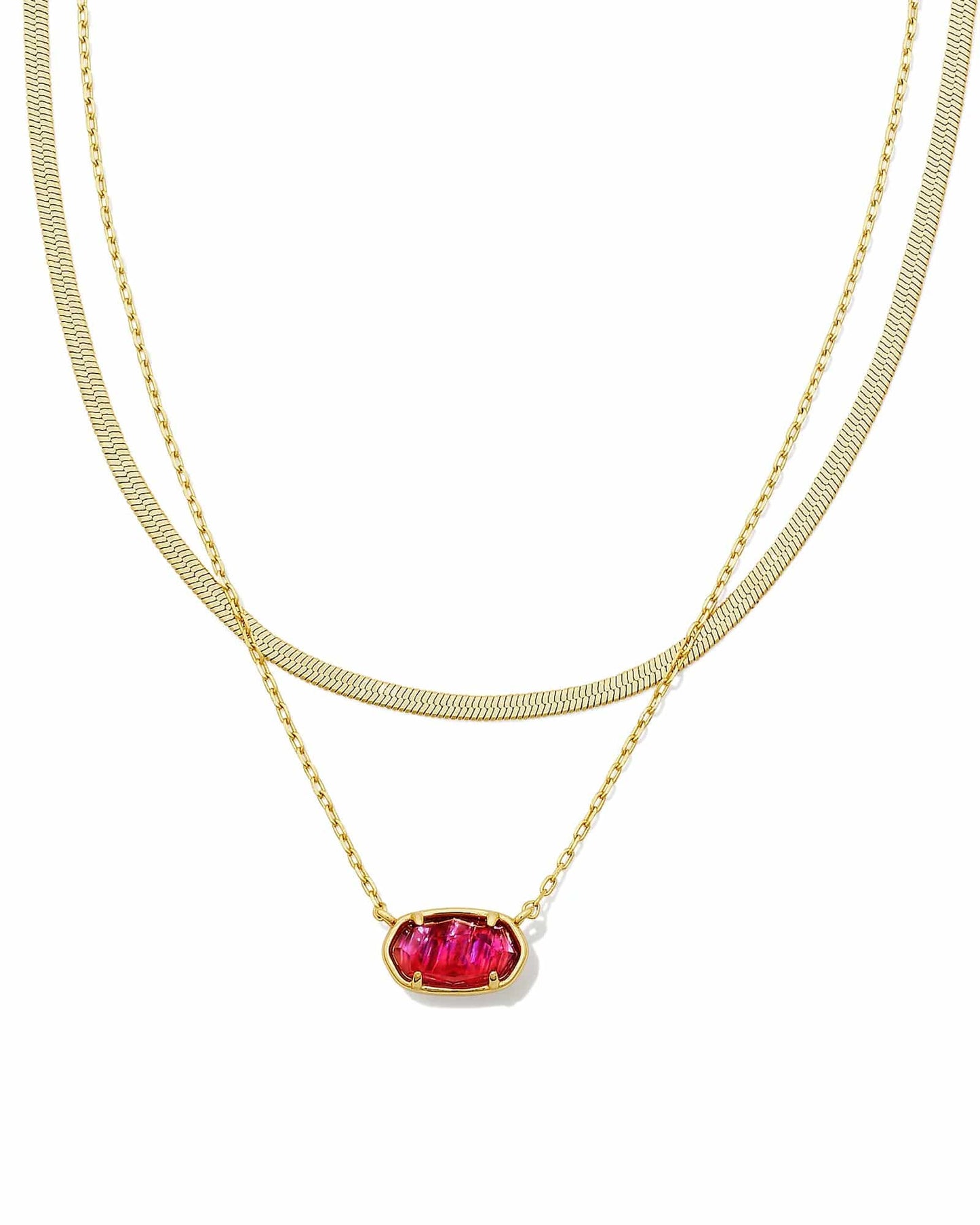 Kendra Scott - Grayson Herringbone Gold Multi Strand Necklace - Light Burgundy Illusion - Findlay Rowe Designs
