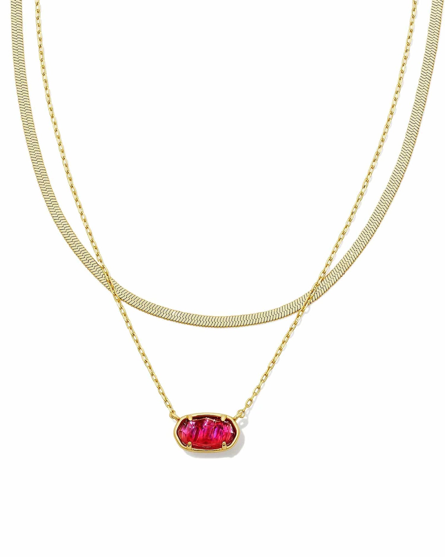 Kendra Scott - Grayson Herringbone Gold Multi Strand Necklace - Light Burgundy Illusion - Findlay Rowe Designs