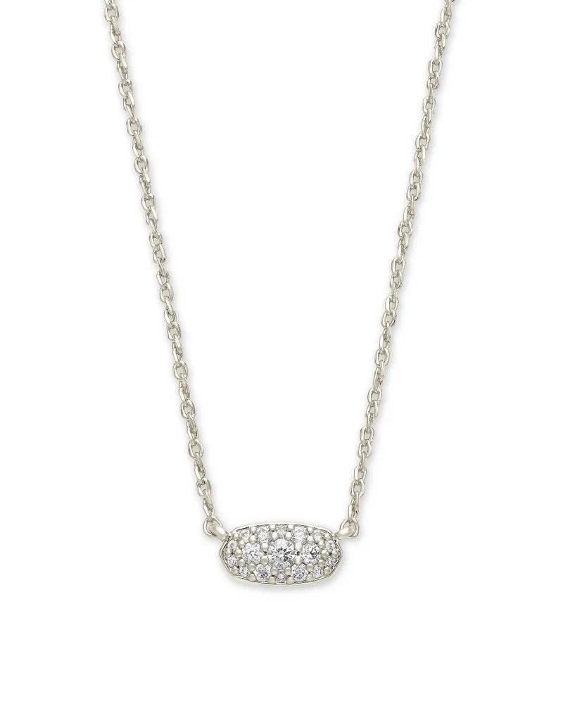 Kendra Scott - Grayson Silver Pendant Necklace - White Crystal - Findlay Rowe Designs