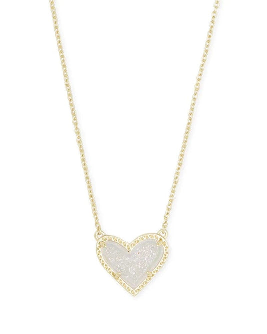 Kendra Scott - Ari Heart Gold Pendant Necklace - Iridescent Drusy - Findlay Rowe Designs