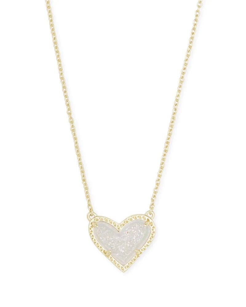 Kendra Scott - Ari Heart Gold Pendant Necklace - Iridescent Drusy - Findlay Rowe Designs