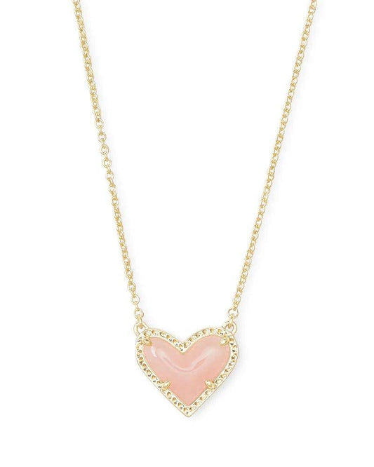 Kendra Scott - Ari Heart Gold Pendant Necklace - Rose Quartz - Findlay Rowe Designs