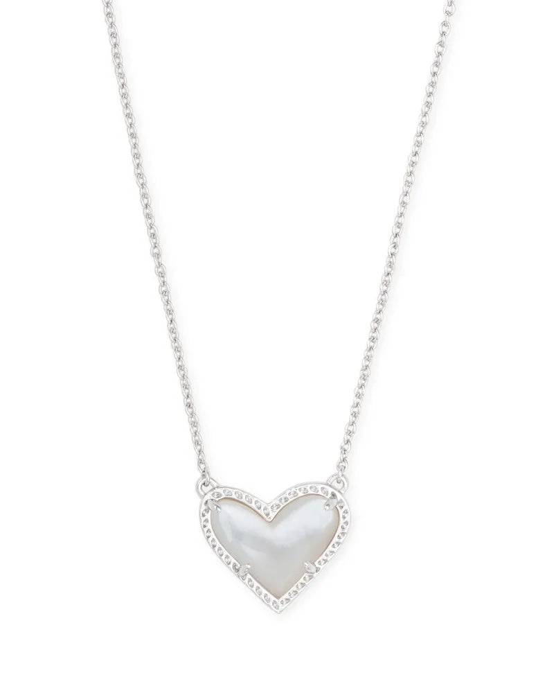 Kendra Scott - Ari Heart Silver Pendant Necklace in Ivory Mother-of-Pearl - Findlay Rowe Designs