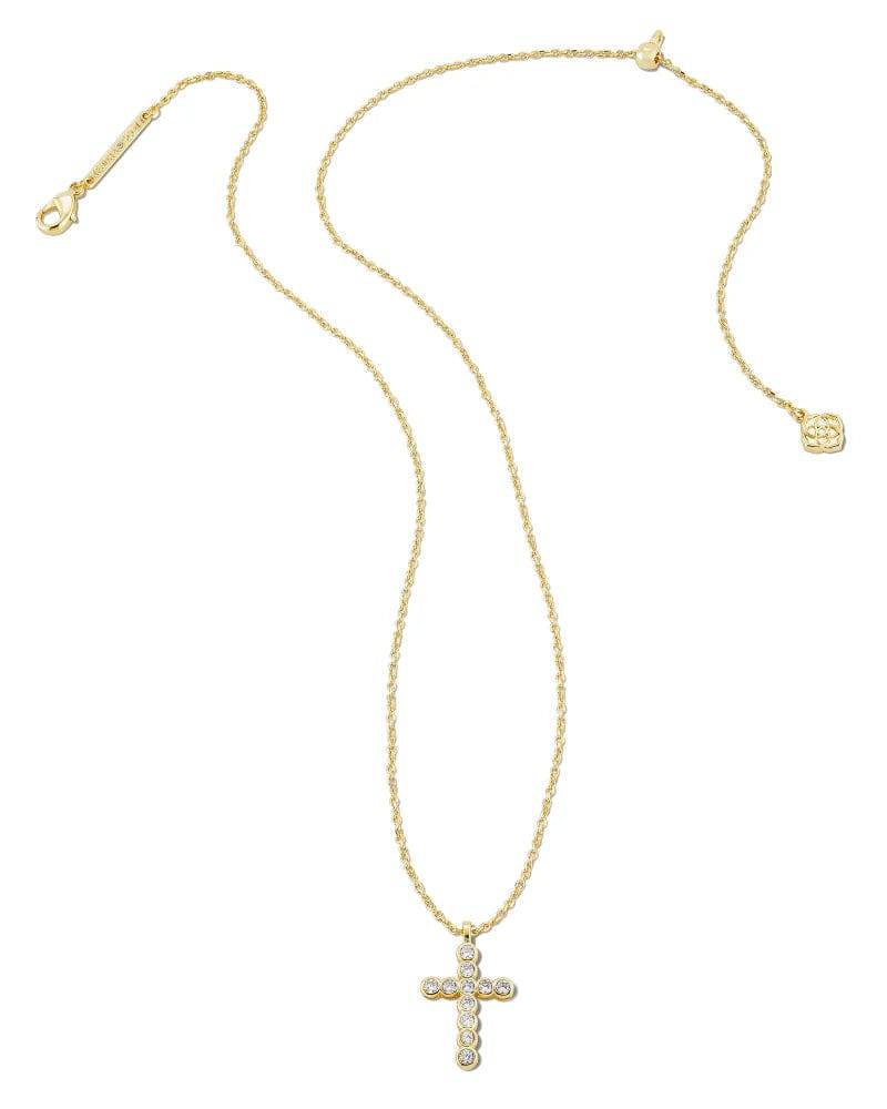 Kendra Scott - Cross Gold Pendant Necklace - White Crystal - Findlay Rowe Designs