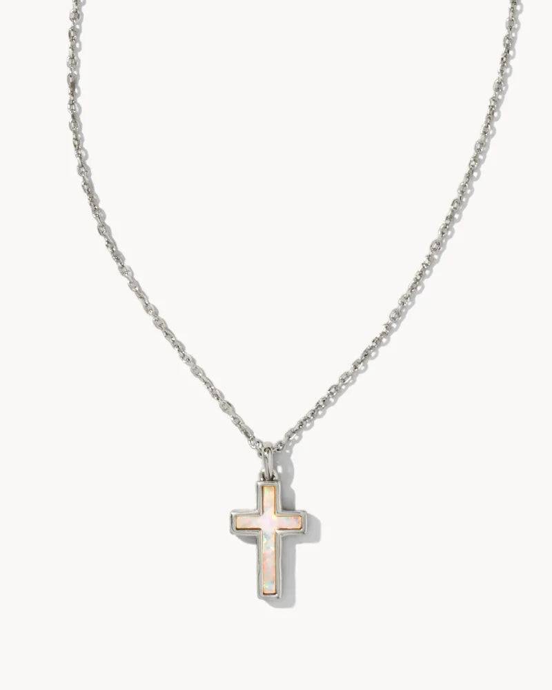 Kendra Scott - Cross Gold Pendant Necklace - White Kyocera Opal - Findlay Rowe Designs