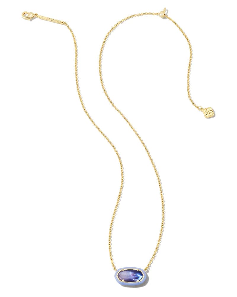 Kendra Scott - Elisa Gold Enamel Framed Short Pendant Necklace - Dark Lavender - Findlay Rowe Designs