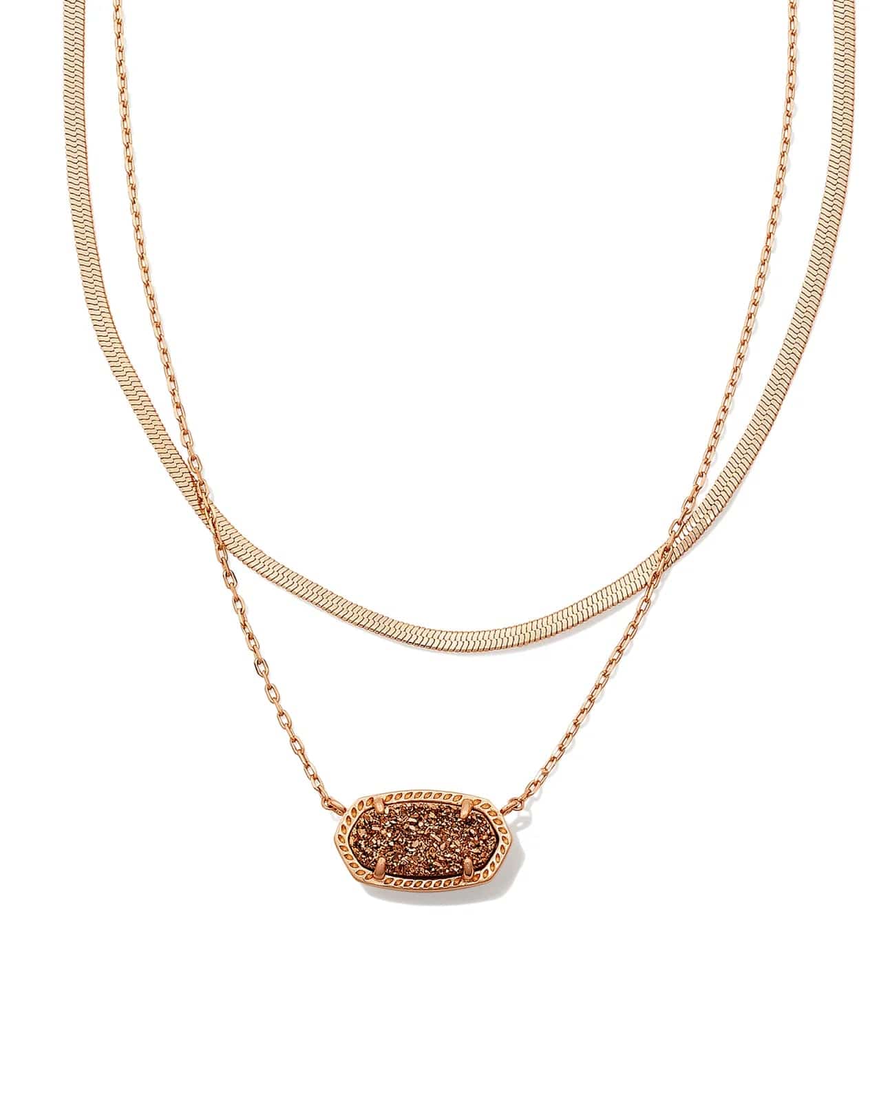 Kendra Scott - Elisa Herringbone Rose Gold Multi Strand Necklace - Rose - Findlay Rowe Designs