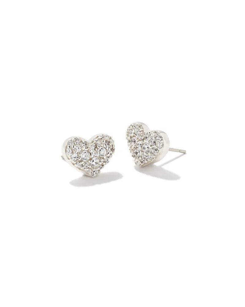 Kendra Scott - Ari Silver Pave Crystal Heart Necklace - White Crystal - Findlay Rowe Designs
