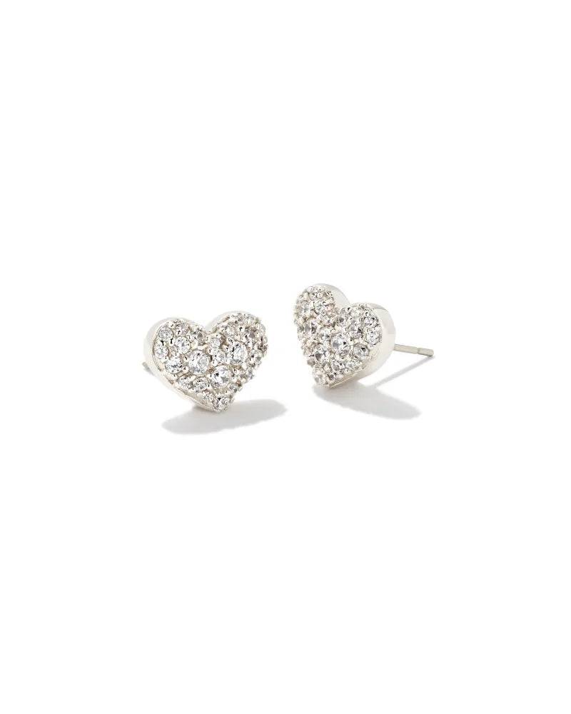 KENDRA SCOTT- ARI PAVE CRYS HEART EARR SILVER WHI CZ - Findlay Rowe Designs