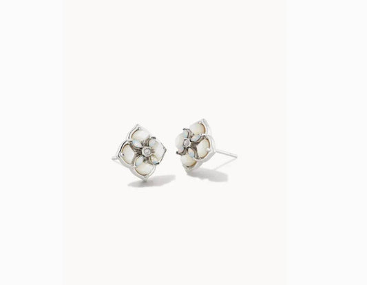 Kendra Scott-Dira Stone Silver Stud Earrings in Ivory Mix - Findlay Rowe Designs