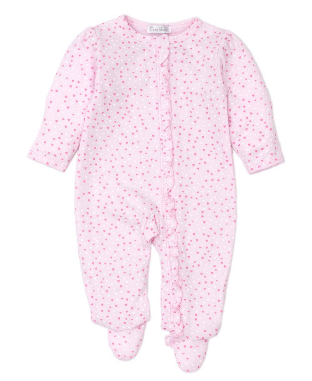 Kissy Kissy - Zip Footie - white/ pink hearts - Findlay Rowe Designs