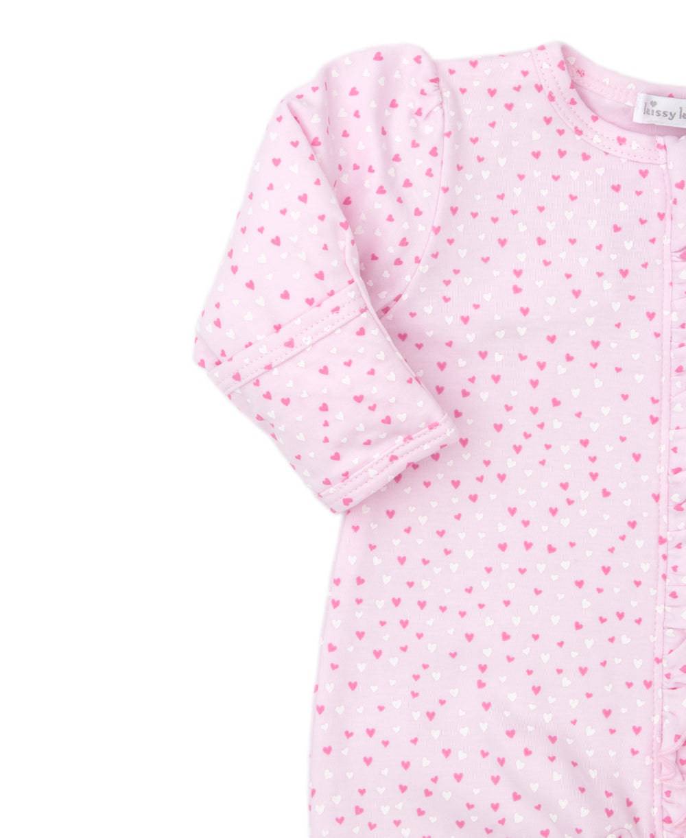 Kissy Kissy - Zip Footie - white/ pink hearts - Findlay Rowe Designs