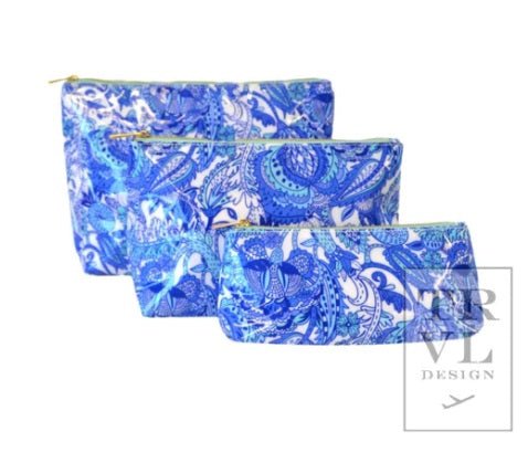 TRVL DESIGN - LUXE GLOSS POUCHES - BLUE PAISLEY - Findlay Rowe Designs