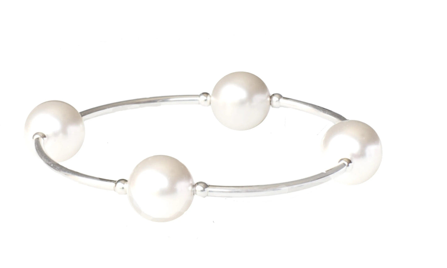 12mm Pearl Blessing Bracelet with Silver Links - Findlay Rowe Designs
