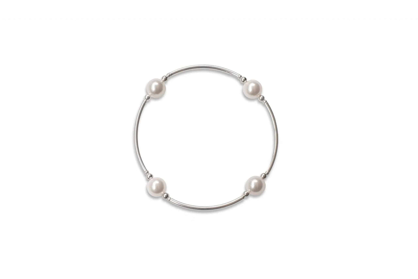 8MM White Pearl Blessing Bracelet With Sterling SIlver Links - Findlay Rowe Designs