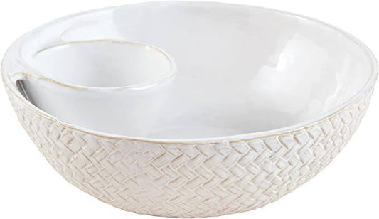 Mud Pie - Chip And Dip Bowl - Cream Stoneware - Findlay Rowe Designs