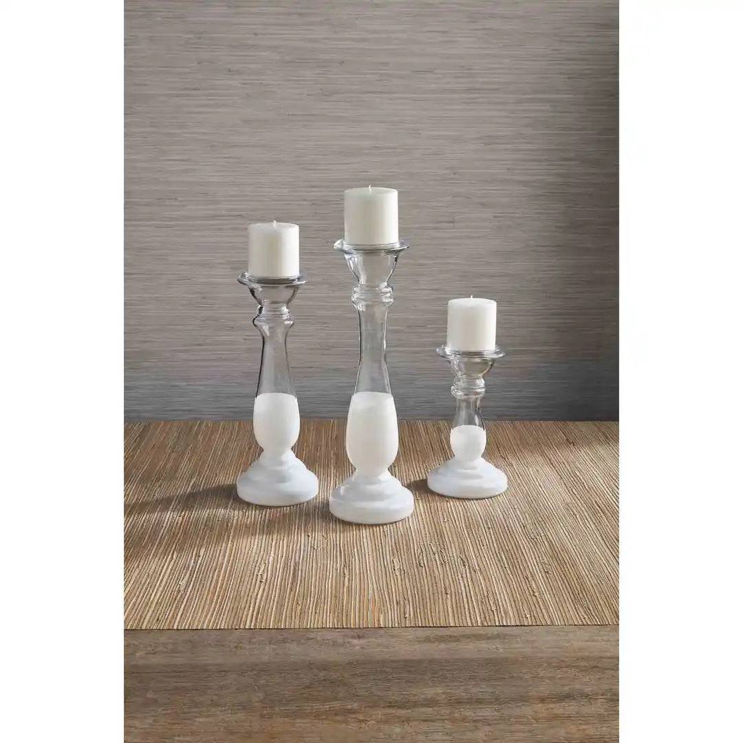 Mud Pie - Candleholder - White Glass - Large - Findlay Rowe Designs