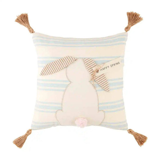 Mud Pie - Happy Spring Bunny Striped Pillow - Findlay Rowe Designs