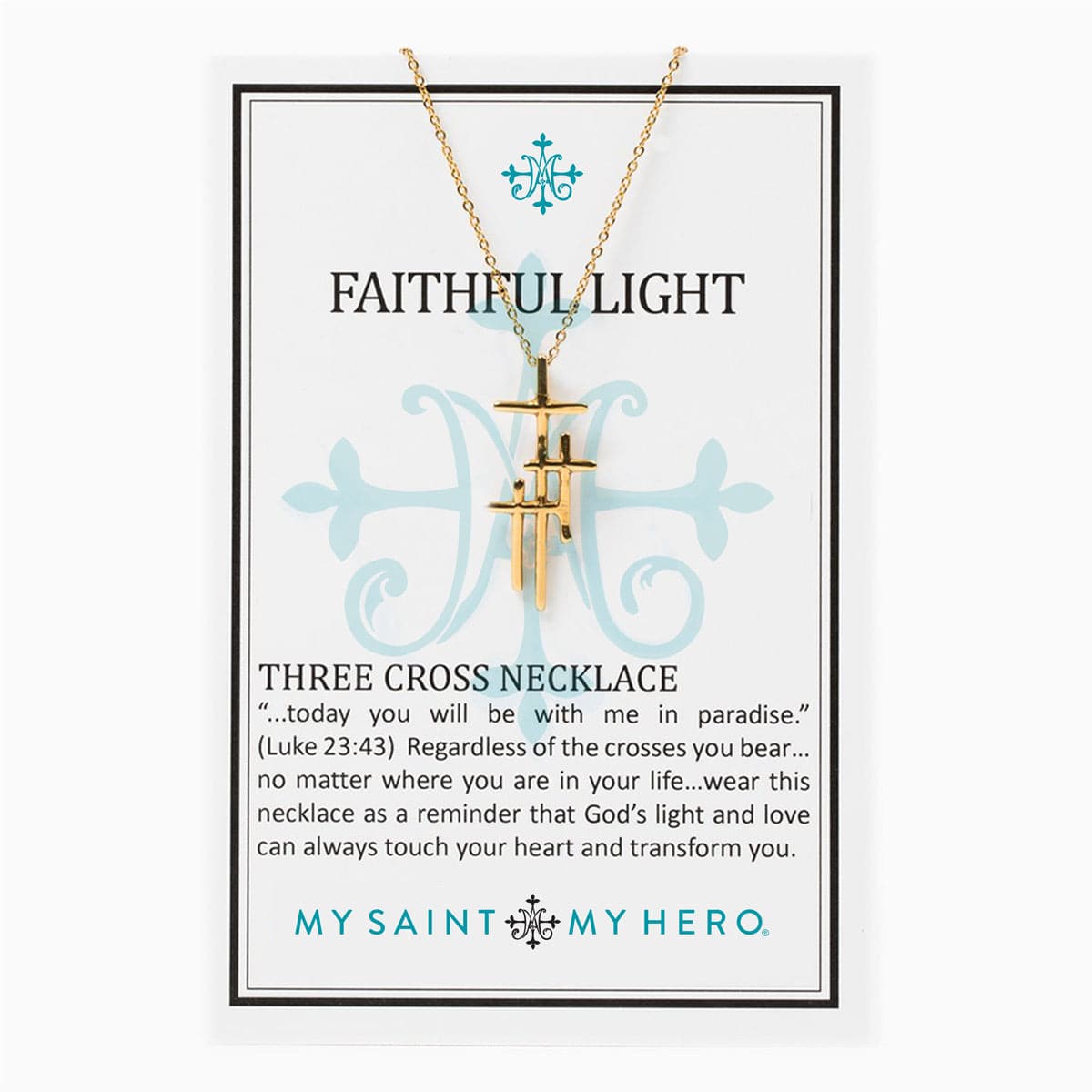 My Saint My Hero-Faithful Light Three Cross Necklace in Silver - Findlay Rowe Designs