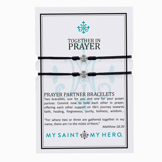 My Saint My Hero - Together in Prayer Bracelet Set in Black/Silver - Findlay Rowe Designs