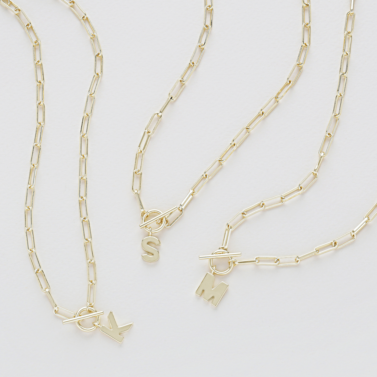 Natalie Wood - Toggle Initial Necklaces in Gold - Findlay Rowe Designs