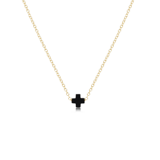 Enewton - Necklace Gold - Signature Cross Small - Onyx