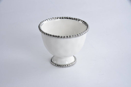 Pampa Bay - Footed Bowl - Small - White/Silver - Findlay Rowe Designs