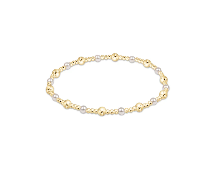 Enewton - Classic Gold Sincerity Pattern 4mm Bead Bracelet - pearl - Findlay Rowe Designs