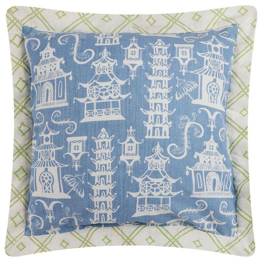 Pillow - Pagodas - Perwinkle - Findlay Rowe Designs