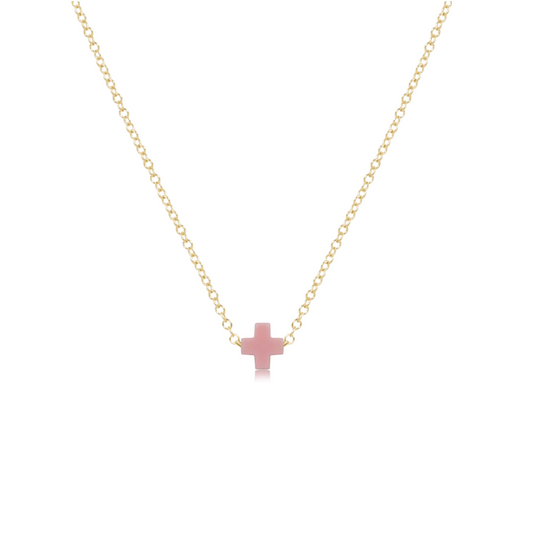 Enewton - Necklace Gold - Signature Cross Small - Pink