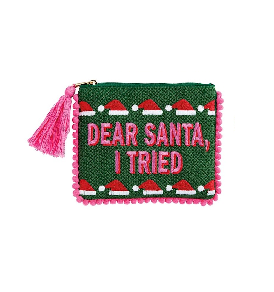 Mud Pie - Pouch - Christmas Embroidered Snarky - Pom Poms - Findlay Rowe Designs